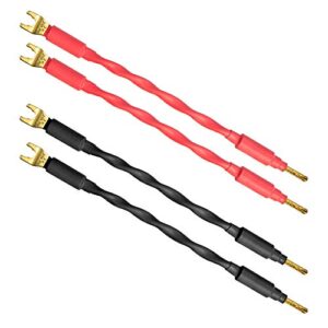 4 Units - 6 Inch - Canare 4S11 – Audiophile Grade - 11AWG - HiFi Speaker Jumper Cable Terminated with Gold Banana to Spade Connectors