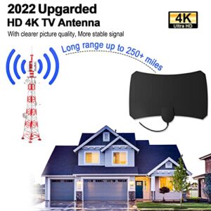 TV Antenna, Antenna TV Digital HD Indoor 180+ Miles Long Range Indoor HDTV Antenna Support 4K 1080p All Older TVs VHF UHF TV Free Local Channels Digital HD Antenas