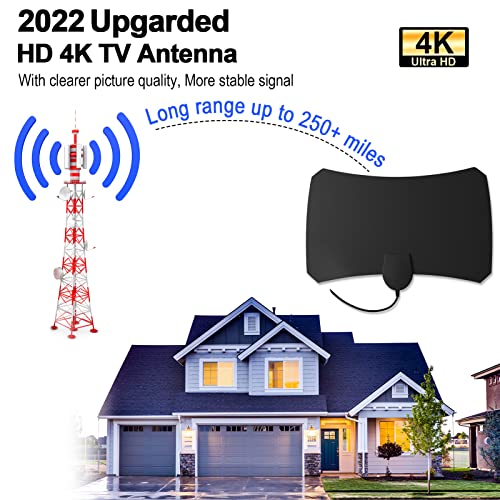 TV Antenna, Antenna TV Digital HD Indoor 180+ Miles Long Range Indoor HDTV Antenna Support 4K 1080p All Older TVs VHF UHF TV Free Local Channels Digital HD Antenas