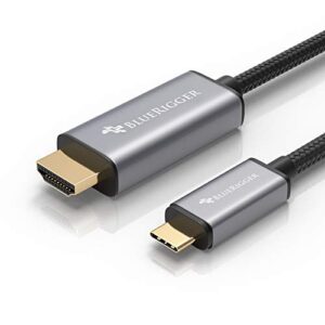 bluerigger premium usb c to hdmi cable (10ft, 4k 60hz, braided, usb type c) – thunderbolt 3 compatible with macbook pro/air, imac, chromebook pixel, samsung galaxy/note, dell, surface book