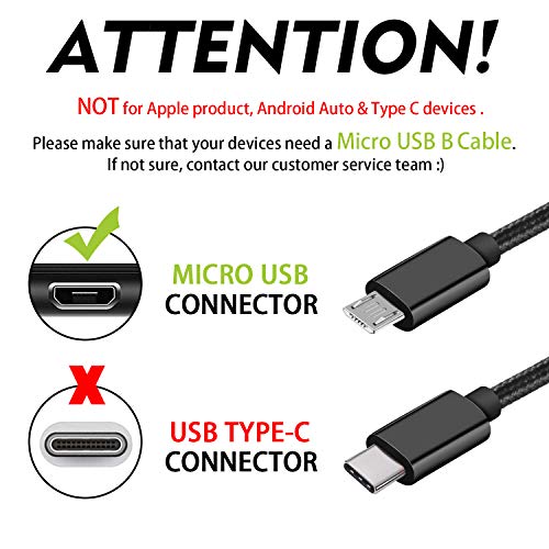 Micro USB Charging Cable, 3 Packs 10ft Long High Speed Nylon Braided Durable Micro USB Charger Cable for Samsung Galaxy S7 Edge S6 S5, Android Phone, LG G4, HTC, PS4, Camera, Black