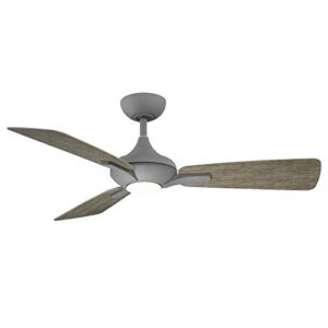 mykonos smart indoor and outdoor 3-blade ceiling fan 52in graphite weathered wood with 2700k led light kit and remote control works with alexa, google assistant, samsung things, and ios or android app