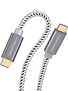 cablecreation usb c to usb c cable 10 ft 60w, braided usb type c fast charging cable, usb c cable to usb c 3a 480mbps data for macbook pro air galaxy s22 ultra/s21/s20+ pixel 4/5 etc. 3m space gray