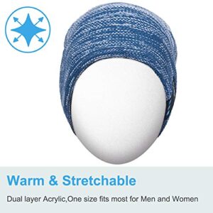 Qshell Bluetooth Beanie Hat Washable Music Cap with Wireless Stereo Headphone Headset Earphone Speakers Mic Hands Free for Outdoor Sports Skiing Running Skating Camping, Blue