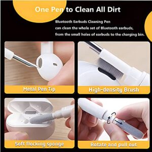 Bluetooth Earbuds Cleaning Pen, Multifunction Earphones Cleaner Suitable for Headset,Keyboard, Phone and Camera Lens (White)