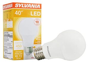 sylvania led light bulb, 40w equivalent a19, efficient 6w, medium base, frosted finish, soft white – 1 pack (74076)