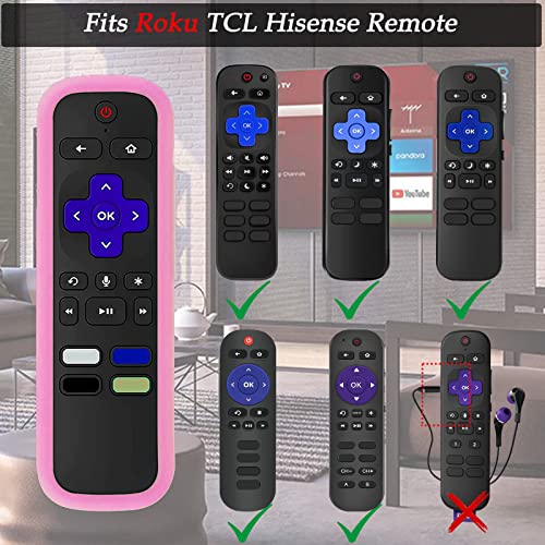 2Pack Remote Case for Roku - Taiyiluo Silicone Protective Controller Cover Compatible with TCL Roku Remote,Universal for Hisense Roku Express 4K+ 2021 | Roku Streaming Stick+(Glow Pink & Glow Blue)