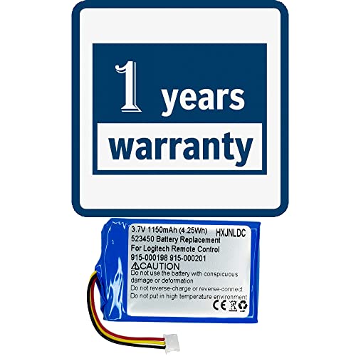 DC 3.7v 503450(523450) 1150mAh Lithium Polymer Replacement Battery for Logitech Harmony Touch,Harmony Ultimate Remote Controls 533-000083 533-000084 915-000198 915-000201