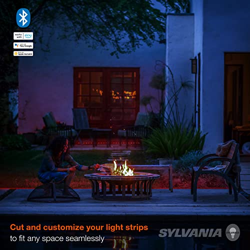 Sylvania Smart 16.4 ft Bluetooth Mesh LED Flex Light Strip Outdoor Starter Kit for Alexa / Google / Apple HomeKit, RGBTW Full Color, Dimmable, Accessories Included, Outdoor Rated - 1 Pack (75777)