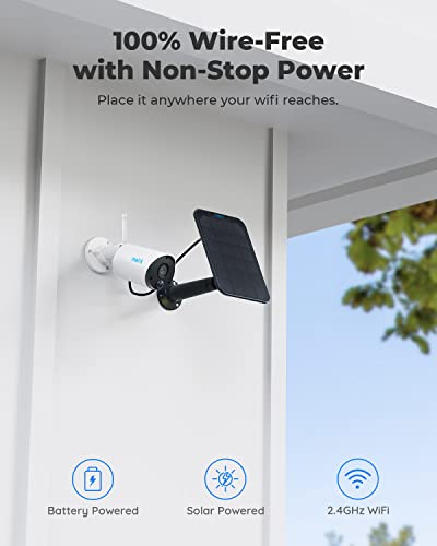 REOLINK Solar WiFi Camera Security Outdoor, 100% Wire-Free, No Hub Needed, 1080p, 2-Way Talk, Night Vision, PIR Motion Detection, Works with Alexa, Argus Eco with Solar Panel