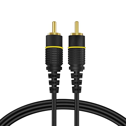 TNP Products Subwoofer S/PDIF Audio Digital Coaxial RCA Composite Video Cable (30 Feet) - Gold Plated Dual Shielded RCA to RCA Male Connectors - Black