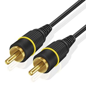 tnp products subwoofer s/pdif audio digital coaxial rca composite video cable (30 feet) – gold plated dual shielded rca to rca male connectors – black