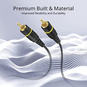 TNP Products Subwoofer S/PDIF Audio Digital Coaxial RCA Composite Video Cable (30 Feet) - Gold Plated Dual Shielded RCA to RCA Male Connectors - Black