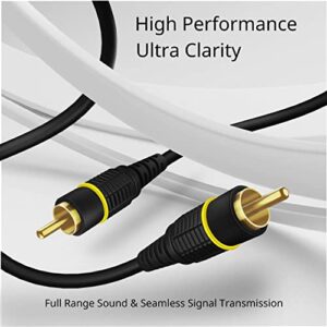 TNP Products Subwoofer S/PDIF Audio Digital Coaxial RCA Composite Video Cable (30 Feet) - Gold Plated Dual Shielded RCA to RCA Male Connectors - Black