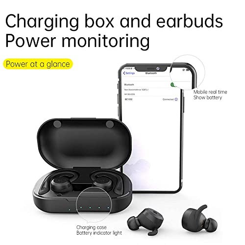 CYBORIS Wireless Bluetooth Earphone, IPX7 Waterproof Sport Headphones Wireless Bluetooth 5.0 Sports Earbuds Noise Canceling HiFi 3D Stereo Sound with Built-in Mic and Charging Box (Black)