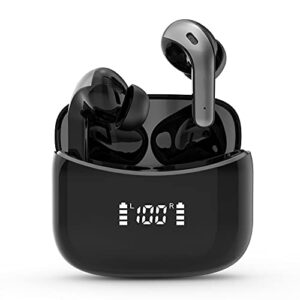 manacube wireless earbuds,bluetooth 5.0 active noise cancelling earphones hi-fi stereo earphones touch control with wireless charging case waterproof stereo headset for working travel gym,black