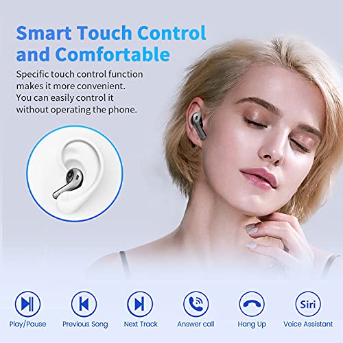 MANACUBE Wireless Earbuds,Bluetooth 5.0 Active Noise Cancelling Earphones Hi-Fi Stereo Earphones Touch Control with Wireless Charging Case Waterproof Stereo Headset for Working Travel Gym,Black