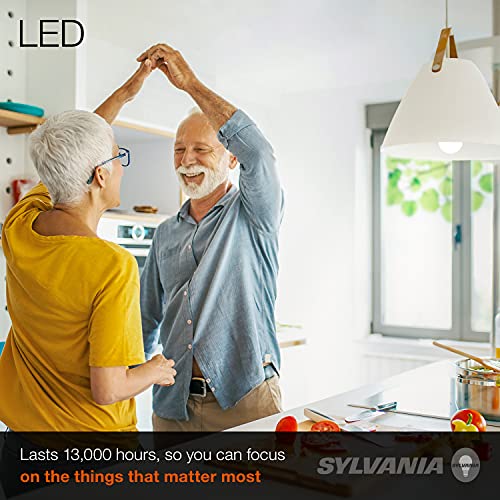 SYLVANIA LED Light Bulb, 75W Equivalent A19, Efficient 12W, 13 Year, Dimmable, 1100 Lumens, Frosted Finish, Bright White - 4 Pack (74427)