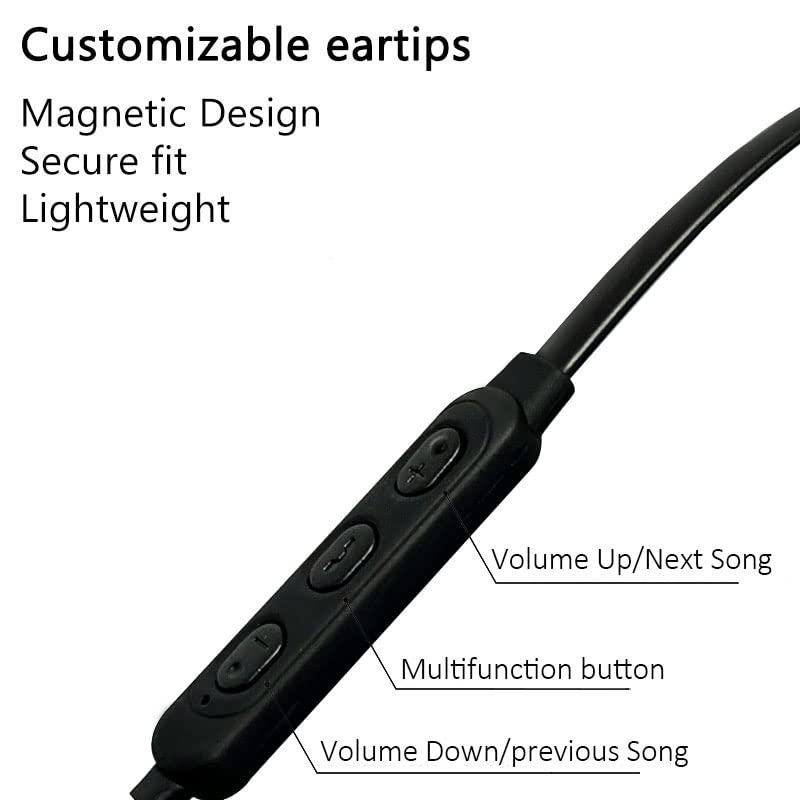 Sanpanpai Neckband Headphones, Earphones with TF Card Slot, IPX5 Sport Earbuds for Running, in-Ear Headset Lightweight Earphones - Black