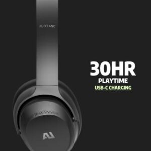 ausounds Wireless Bluetooth Headphones with Hybrid Active Noise Cancelling, Over-Ear Headset, aptX HD Supported, Bi-Fold, Protein Earmuffs, Deep Bass, Build-in Mics, 30 Hours Playtime (AU-XT, Black)