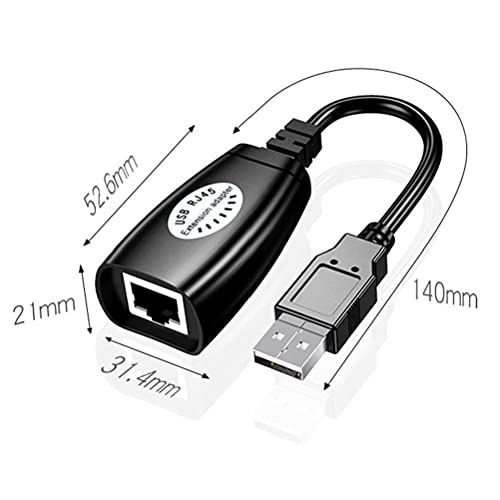 USB Extender Over RJ45 Cat 6/5/5e Adapter, RJ45 Ethernet Splitter to USB Extension UP to 50m/164ft, Compatible with Computers, Mobile Phones, Mice, Keyboards, U Disks, Printers, Cameras