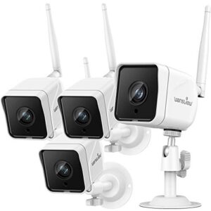 wansview security camera outdoor 1080p wired wifi ip66 waterproof surveillance home camera with 2-way audio, siren, night vision,sd card storage and works with alexa w6-4pack (white)