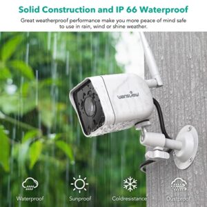 wansview Security Camera Outdoor 1080P Wired WiFi IP66 Waterproof Surveillance Home Camera with 2-Way Audio, Siren, Night Vision,SD Card Storage and Works with Alexa W6-4PACK (White)