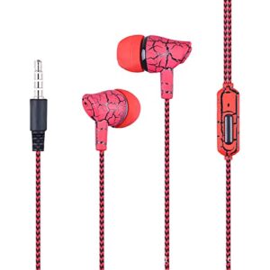 shulemin wired earphone in-ear portable mini in-ear crack pattern earpiece for call red