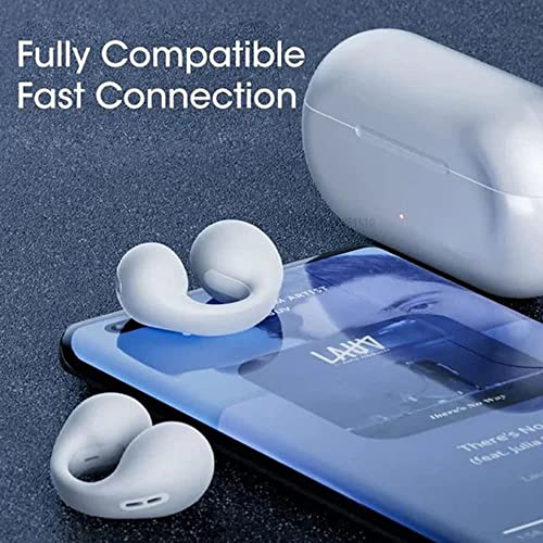 RMHXCC Wireless Ear Clip Bone Conduction Headphones,Open Ear Headphones,Wireless Earbuds with Earhooks,Mini Bone Conduction Waterproof Bluetooth Open Ear Earbuds for Cycling Driving Running (Black)