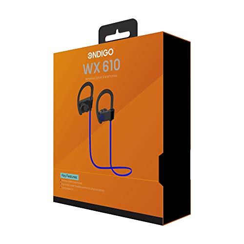 Ondigo WX610 Wireless, Bluetooth Headphones with Microphone | Waterproof, Sweatproof Sport Earbuds, Earphones with Noise Cancelling Headset - Blue/Black