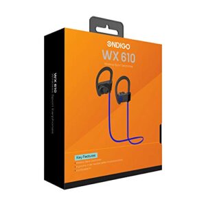 Ondigo WX610 Wireless, Bluetooth Headphones with Microphone | Waterproof, Sweatproof Sport Earbuds, Earphones with Noise Cancelling Headset - Blue/Black