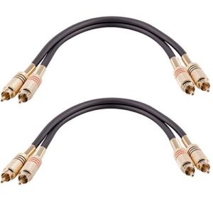 seismic audio speakers dual 2-rca audio patch cables, male to male, black and black