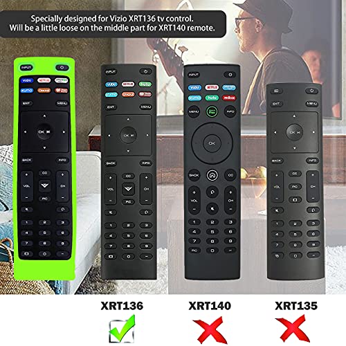 2 Pack Remote case for Vizio TV Controller, Silicone Remote Cover for Vizio XRT136 LCD LED TV Remote Controller, Smart TV Remote Skin Sleeve Glow in The Dark