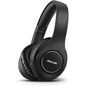 pollini Bluetooth Headphones Over Ear, Wireless Headset V5.0 with 6 EQ Modes, Soft Memory-Protein Earmuffs and Built-in Mic for iPhone/Android Cell Phone/PC/TV