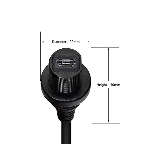 CERRXIAN 30cm Micro USB Mount Extension Dash Flush Cable for Car, Boat, Motorcycle, Truck Dashboard (Micro USB)