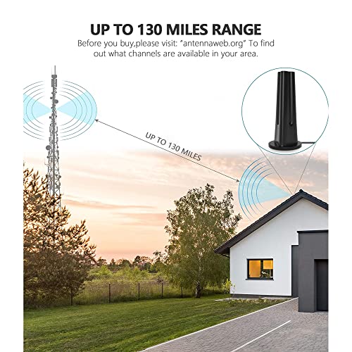 2022 Newest HD TV Antenna up 130 Miles Range-Indoor/Outdoor Antenna Support 4K 1080P All Older TV's & Smart TV, Digital Antenna with Amplifer Signal Booster