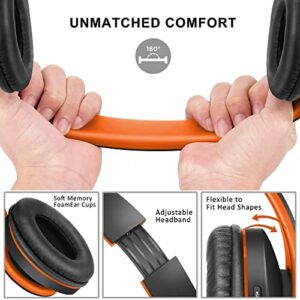 2 Items,1 Black Red Zihnic Over-Ear Wireless Headset Bundle with 1 Black Orange Zihnic Foldable Wireless Headset