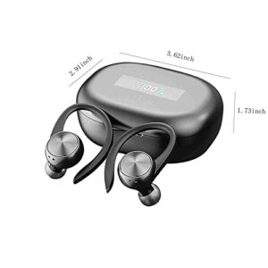 Qiopertar Running Headphones Wireless Earbuds with Earhooks ​Over Ear Sport Headphones Sweatproof Earphones Workout Jogging Gym Waterproof with Microphone Stereo Sound