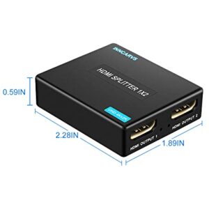 HDMI Splitter 1 in 2 Out with HDMI Cable, 4K 1x2 HDMI Splitter for Dual Monitors HD 1080P 3D Splitter, Supports HDCP1.4, Xbox PS3/4/5 Sky Box Fire Stick DVD Player(1 HDMI Source to 2 HDMI Displays)