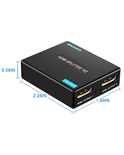 HDMI Splitter 1 in 2 Out with HDMI Cable, 4K 1x2 HDMI Splitter for Dual Monitors HD 1080P 3D Splitter, Supports HDCP1.4, Xbox PS3/4/5 Sky Box Fire Stick DVD Player(1 HDMI Source to 2 HDMI Displays)