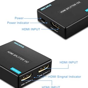 HDMI Splitter 1 in 2 Out with HDMI Cable, 4K 1x2 HDMI Splitter for Dual Monitors HD 1080P 3D Splitter, Supports HDCP1.4, Xbox PS3/4/5 Sky Box Fire Stick DVD Player(1 HDMI Source to 2 HDMI Displays)