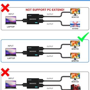 HDMI Splitter 1 in 2 Out with HDMI Cable, 4K 1x2 HDMI Splitter for Dual Monitors HD 1080P 3D Splitter, Supports HDCP1.4, Xbox PS3/4/5 Sky Box Fire Stick DVD Player(1 HDMI Source to 2 HDMI Displays)