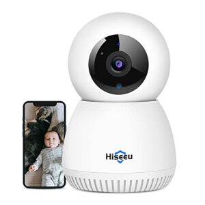 hiseeu 【2k, smart motion tracking 3mp wireless security camera for home, wifi pet camera for baby monitor, nanny, dog and cat, phone app,360-degree, 2 way audio, night vision,compatible with alexa