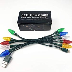 Cewuidy LED Christmas Lights Charging Cable,USB and Bulb Charger,50inch 10led Multicolor Available with Phone 5,6,7,8,X,XR,XS,XS Max,11,11Pro,11Pro Max,SE2,12mini,12,12Pro,12Pro Max etc(1pcs)