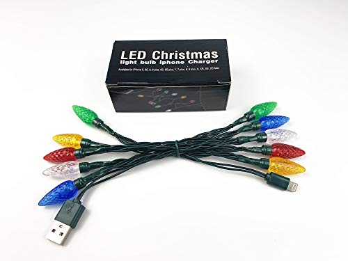 Cewuidy LED Christmas Lights Charging Cable,USB and Bulb Charger,50inch 10led Multicolor Available with Phone 5,6,7,8,X,XR,XS,XS Max,11,11Pro,11Pro Max,SE2,12mini,12,12Pro,12Pro Max etc(1pcs)