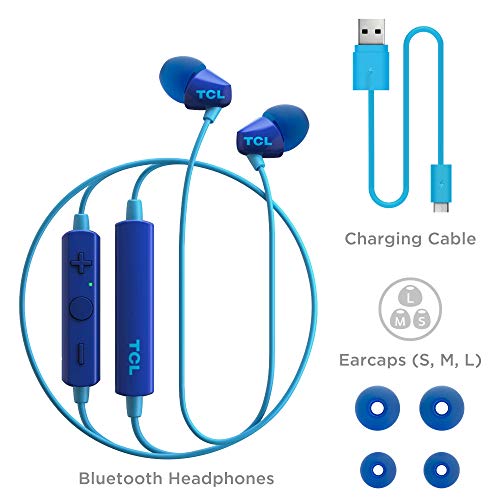 TCL SOCL100BT Wireless in-Ear Earbuds Bluetooth Headphones with Quick Charge and Built-in Mic - Ocean Blue, One Size