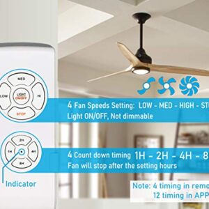 Smart WiFi Ceiling Fan Remote Control Kit, Universal Fan Remote, Controlled by Remote/WiFi/Voice, 3 Speeds 12 Timing, Compatible with Alexa, Google Assistant, Smart Life App, No Hub Required