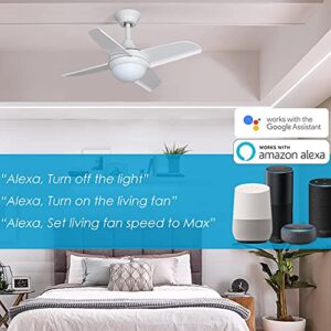 Smart WiFi Ceiling Fan Remote Control Kit, Universal Fan Remote, Controlled by Remote/WiFi/Voice, 3 Speeds 12 Timing, Compatible with Alexa, Google Assistant, Smart Life App, No Hub Required