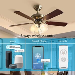 Smart WiFi Ceiling Fan Remote Control Kit, Universal Fan Remote, Controlled by Remote/WiFi/Voice, 3 Speeds 12 Timing, Compatible with Alexa, Google Assistant, Smart Life App, No Hub Required