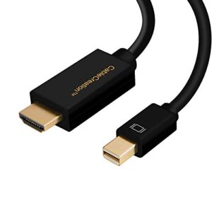 cablecreation active mini dp to hdmi cord 6ft, mini displayport (dp1.2) to hdmi, 4k x 2k & 3d audio/video, eyefinity multi-screen, compatible with macbook pro, imac 1.8 m/black